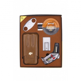 Cohiba Puro Çakmak Kesici Kılıf Tutucu Ve Küllük Hediye Seti Gümüş