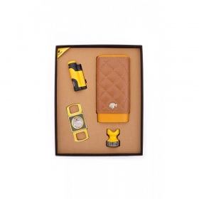 Cohiba Puro Çakmak Kesici Kılıf Ve Puro Tutucu Hediye Seti Sarı