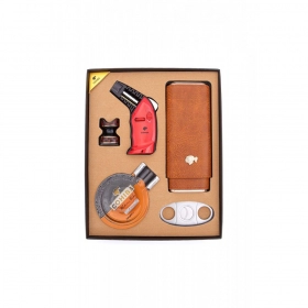 Cohiba Puro Çakmak Kılıf Küllük Ve Kesici Hediye Seti Kırmızı