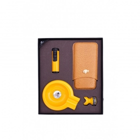 Cohiba Puro Çakmak Küllük Kılıf Ve Puro Tutucu Hediye Seti Sarı