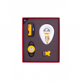 Cohiba Puro Çakmak Küllük Puro Kesici Ve Puro Tutucu Hediye Seti Sarı