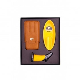Cohiba Puro Çakmak Küllük Ve Kılıf Hediye Seti Sarı Kahve