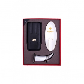 Cohiba Puro Çakmak Küllük Ve Kılıf Hediye Seti Siyah Beyaz