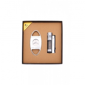 Cohiba Puro Çakmak Ve Kesici Hediye Seti Gümüş